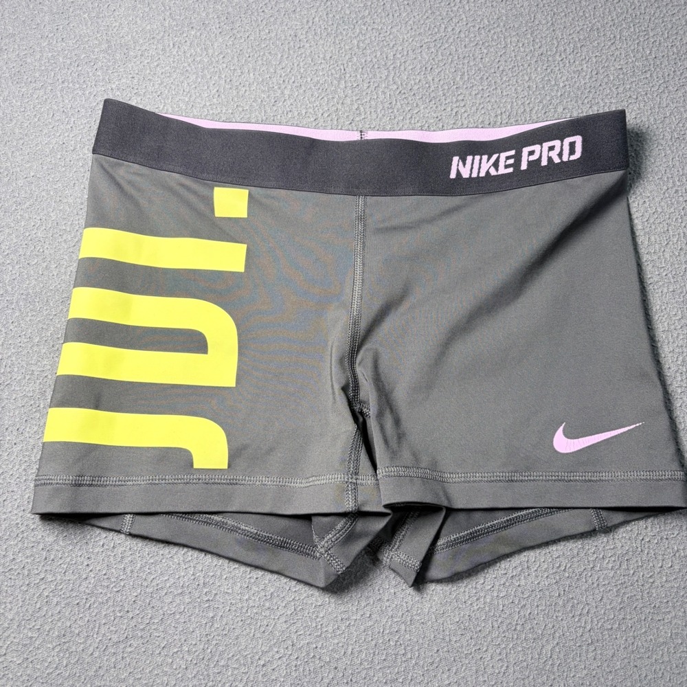 Nike Pro Shorts JDI Just‎ Do It Grey Yellow Pink Dri-FIT Athletic Medium